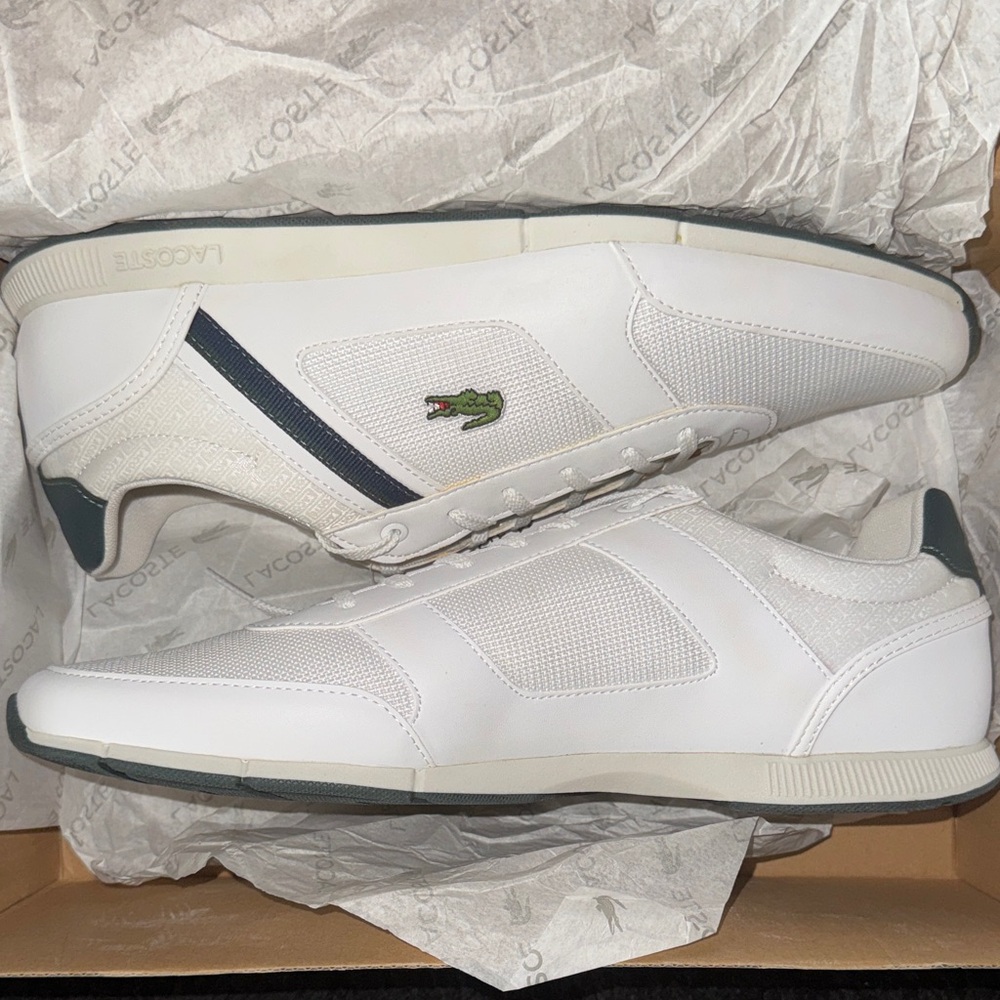 New Lacoste Menerva Sport 319 1 Cma Mens White Lace Up Smeaker. Sz.12m. OG box